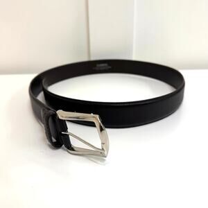 Tardini Brown Textured Genuine Italian Leather Silver Buckle Dress Belt 105 42